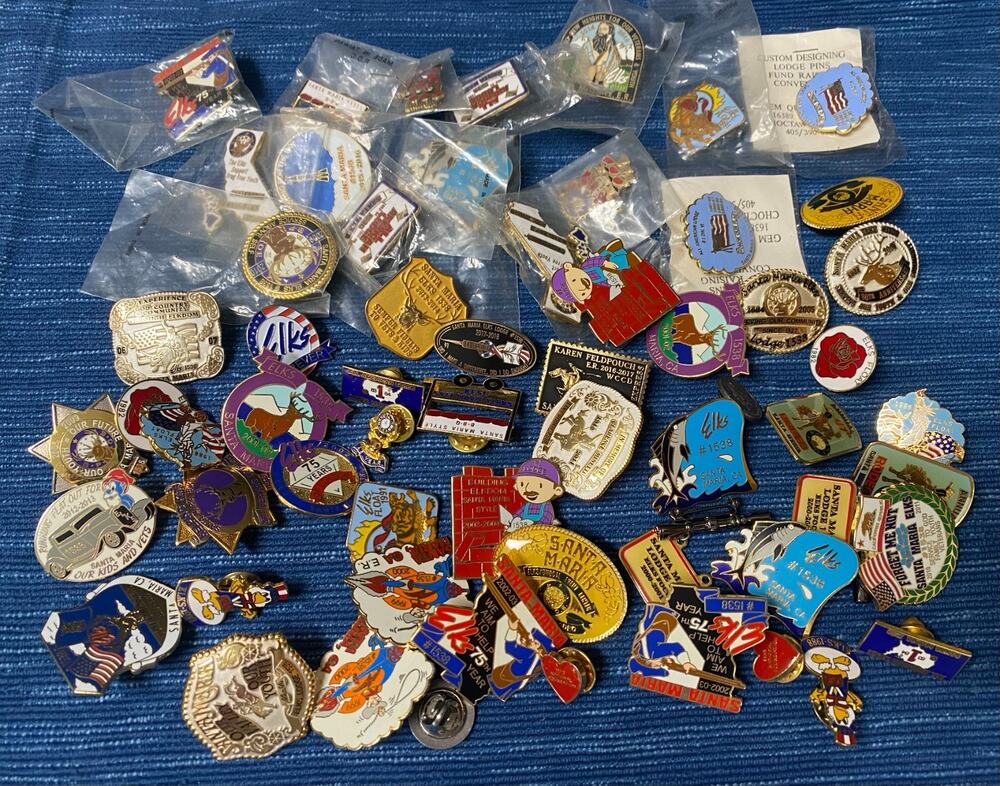 Large Lot of 60 Santa Maria California Elks Lodge BPOE Vintage Lapel Pin 99B